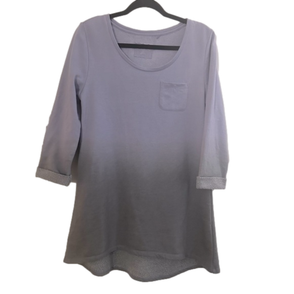 Daniel Buchler by Maiyan Gradient Blue Gray Tunic Sweatshirt Top Women’s Small
